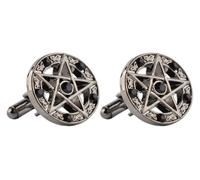 Men's Vintage Five-Pointed Star Cufflinks Cuff Left | Supernatural Pentagram, pentacle, suit accessories for men, personality for gift, for suit wearers(Black-A)