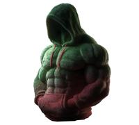 Men's Vintage Muscle Line Art Flannel Warm Hooded Sweatshirt, 3D Street Style Muscle Line Fuzzy Cotton Blend Hoodie, for Fall (IT, Testo, 3XL, Regular, Regular, Red-Green-b)