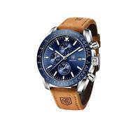 Men's Watch By Benyar Quartz Movement Chronograph 30m Waterproof Date Analog Watches Leather Strap Military Sports Fashion Elegant Gift