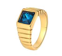 Mens Wedding Ring, Engagement Ring Line Solitaire Inlay Cubic-Zirconia, Stainless Steel Unique Design Colorful Ring for Anniversary, N 1/2-X 1/2