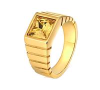 Mens Wedding Ring, Engagement Ring Line Solitaire Inlay Cubic-Zirconia, Stainless Steel Unique Design Colorful Ring for Anniversary, N 1/2-X 1/2