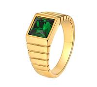 Mens Wedding Ring, Engagement Ring Line Solitaire Inlay Cubic-Zirconia, Stainless Steel Unique Design Colorful Ring for Anniversary, N 1/2-X 1/2
