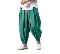 Mens Wide Leg Casual Trousers Elastic Waist Solid Colour Loose Fit Comfortable Long Pants Relaxed Street Office Holiday Everyday Wear, 06-Green, 3XL