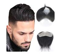 Mens Wig Parrucca da uomo con capelli lisci, attaccatura frontale a V for uomo, 100% capelli umani Remy, 0,06 mm, pelle ultra sottile in PU Toupee for Men(16cmx1.5cm)