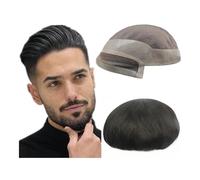Mens Wig Parrucca for uomo Toupee Sistema di sostituzione dei capelli umani for uomo, parrucchino mono PU fine Toupee for Men(6"X8")