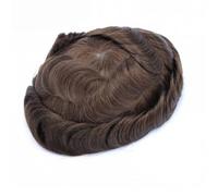 Mens Wig Parrucca in pelle PU for uomo, sistema di sostituzione dei capelli con iniezione di capelli umani da 0,12-0,14 mm, protesi for capelli da uomo Toupee for Men(#4,8x10)
