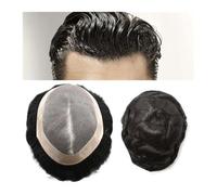 Mens Wig Parrucca monofilamento PU da uomo, 6" Remy Hair Poly Skin Hair Replacement System, densità 120%, resistente, for uomo Toupee for Men(6"x9")