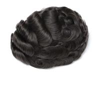 Mens Wig Protesi capillare maschile con capelli umani indiani, sistema di capelli su tutta la pelle, senza nodi, parrucchino da uomo Toupee for Men(Darkest Brown,7x8)