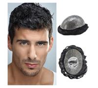 Mens Wig Protesi for capelli maschili, pelle sottile, 0,1-0,12 mm, base in PU iniettato, toupee for uomo, pezzi di capelli for uomo durevoli, attaccatura naturale dei capelli, sistema di capelli umani