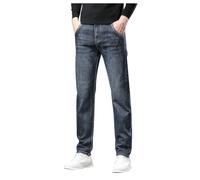 Men's Winter Casual Jeans Outdoor Velvet Denim Pants (Dark Blue, 36)