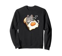 Mens Women Kid Kawaii Egg Toast Napping Gray Tabby Cat Lover Felpa