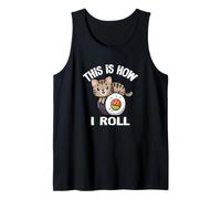 Mens Women Kid Kawaii How I Roll Sushi Brown Tabby Cat Lover Canotta