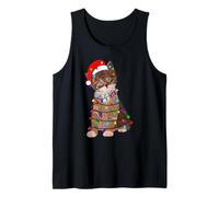 Men's Women's Cool Christmas Cat with Santa Claus Hat Fun Canotta