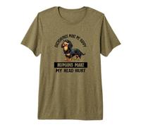Mens Womens Funny Happy Black Long Haired Dachshund Lover Maglietta Premium