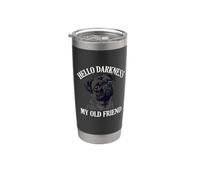 Mens Womens Funny Hello Darkness Old Friend Black Pug Lover Bicchiere termico in acciaio inox doppia parete