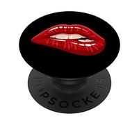 Men's Women's Graphic Tees - Red Biting Lips Short Sleeve PopSockets PopGrip Adesivo