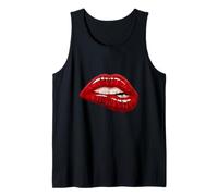 Men's Women's Illustration Red Biting Lips Graphic Design Canotta