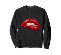 Men's Women's Illustration Red Biting Lips Graphic Design Felpa
