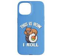 Mens Womens Kawaii Japanese Sushi How I Roll Capybara Lover Custodia per iPhone 15