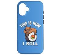 Mens Womens Kawaii Japanese Sushi How I Roll Capybara Lover Custodia per iPhone 16