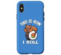 Mens Womens Kawaii Japanese Sushi How I Roll Capybara Lover Custodia per iPhone X/XS