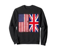 Men's Women's Kids Cool Vintage USA & UK Flag Graphic Design Felpa