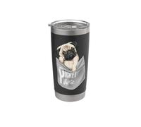Men's Women's Kids Funny Cool Pocket Pug Pets Graphic Design Bicchiere termico in acciaio inox doppia parete
