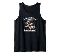 Mens Womens Kids Funny Life Is Better Dapple Dachshund Lover Canotta
