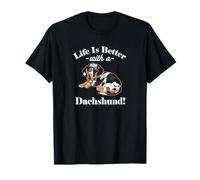 Mens Womens Kids Funny Life Is Better Dapple Dachshund Lover Maglietta