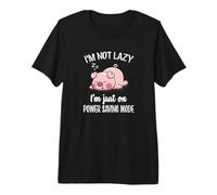 Mens Womens Kids Lazy Power Saving Cute Show Pig Lover Maglietta Premium