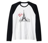 Men's Women's Kids Paris France Eiffel Tower Graphic Design Maglia con Maniche Raglan