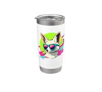 Mens Womens Retro Vintage 80s 90s Animal Lover Fennec Fox Bicchiere termico in acciaio inox doppia parete