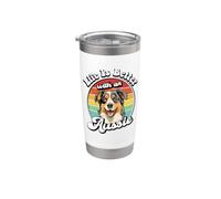 Mens Womens Retro Vintage Life Is Better Aussie Dog Lover Bicchiere termico in acciaio inox doppia parete