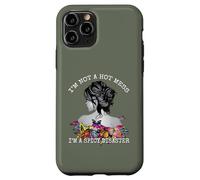 Mens Womens Spicy Disaster I'm not a Hot Mess Messy Bun Custodia per iPhone 11 Pro