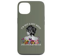 Mens Womens Spicy Disaster I'm not a Hot Mess Messy Bun Custodia per iPhone 13