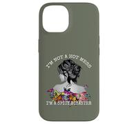 Mens Womens Spicy Disaster I'm not a Hot Mess Messy Bun Custodia per iPhone 14