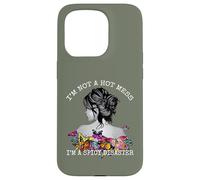 Mens Womens Spicy Disaster I'm not a Hot Mess Messy Bun Custodia per iPhone 15 Pro