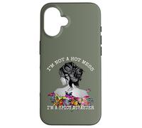 Mens Womens Spicy Disaster I'm not a Hot Mess Messy Bun Custodia per iPhone 16