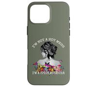 Mens Womens Spicy Disaster I'm not a Hot Mess Messy Bun Custodia per iPhone 16 Pro Max