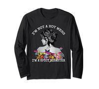 Mens Womens Spicy Disaster I'm not a Hot Mess Messy Bun Maglia a Manica