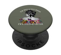 Mens Womens Spicy Disaster I'm not a Hot Mess Messy Bun PopSockets PopGrip Adesivo