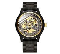 Men's Wooden Automatic Mechanical Watch Wooden Strap Hollow Transparent Hand Watch Party Couple Birthday Valentine's Day Gift Gift Black
