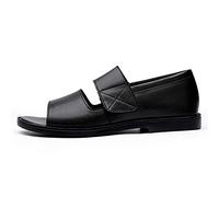 Men's Work Shoes Beach Sandals Men Vegan Leather Slip on Cut out Open Toe Shoes Hook Loop Sandal Lightweight Block Heel Solid Color Mountain Bike Shoes (Color : Black Size : 43 EU) (Black 41 M EU)