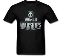 Men's World of Warships Logo T Shirt Short Sleeve Black 3XL