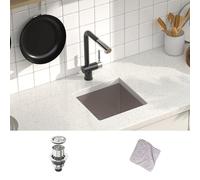 MENSARJOR Lavello da bar, 35,6 x 35,6 cm, lavello da cucina sottopiano, in acciaio inox calibro 16, realizzato a mano per lavello da cucina, lavello da bar o lavello esterno