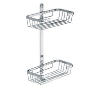 Mensola 2 piani con griglie rettangolari per fissaggio a parete in ottone cromato 23x11xh38 cm garantita 5 contro la corrosione cromo