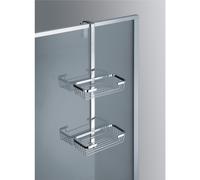 Mensola 2 piani per fissaggio telaio box doccia in ottone cromato 23x11xh60 cm garantita 5 contro la corrosione cromo