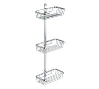 Mensola 3 piani con griglie rettangolari per fissaggio a parete in ottone cromato 23x11xh65 cm garantita 5 contro la corrosione cromo