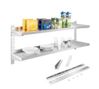 Royal Catering Mensola in acciaio inox - 2 ripiani - 140 cm - 4250928635464