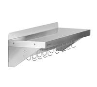 Mensola a parete in acciaio inox Mahlzeit con guida a gancio | 90 x 30 cm | Scaffale ribaltabile | argento | Scaffale in acciaio inox, scaffale da parete, scaffale da cucina